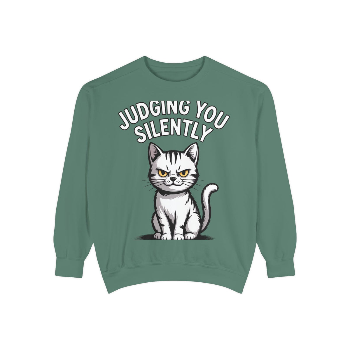 Judging You Silently Cat Sweatshirt, Funny Cat Lover Crewneck, Sarcastic Cat Embroidered Patch Style Sweatshirt, Cute Cat Gift