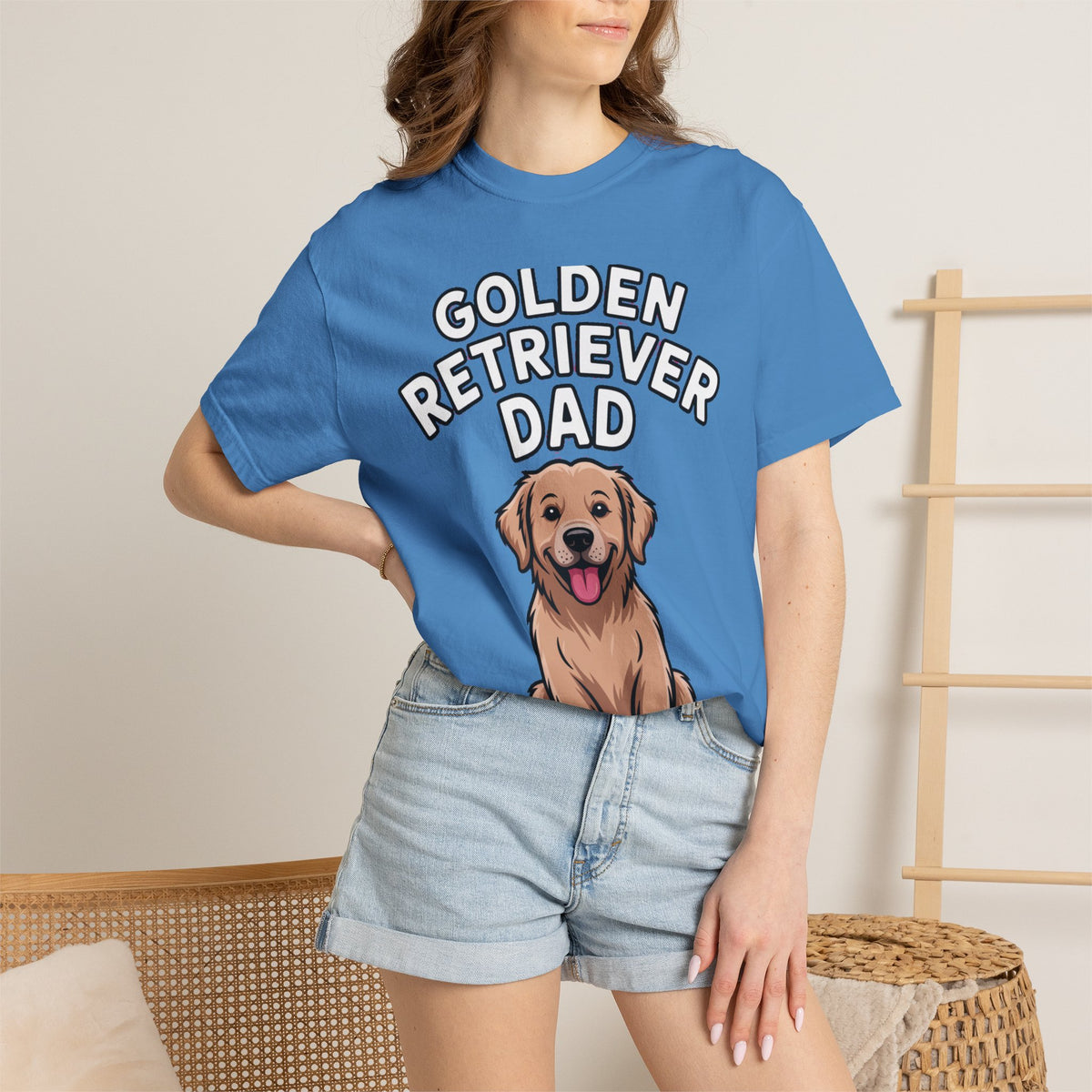 Golden Retriever Dad Shirt, Funny Dog Dad T-Shirt, Golden Retriever Owner Gift, Cute Cartoon Dog Tee, Dog Lover Shirt for Men