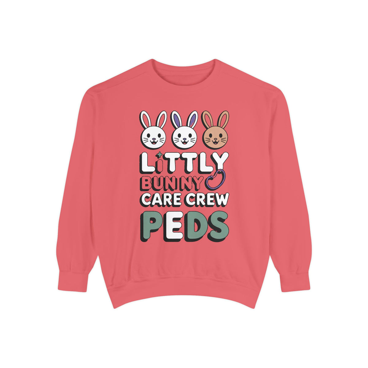 Pediatric Nurse Sweatshirt, Little Bunny Care Crew, Easter Gift For Peds Nurse, Cute Bunny Nurse Shirt, Easter Nurse Appreciation Sweatshir…