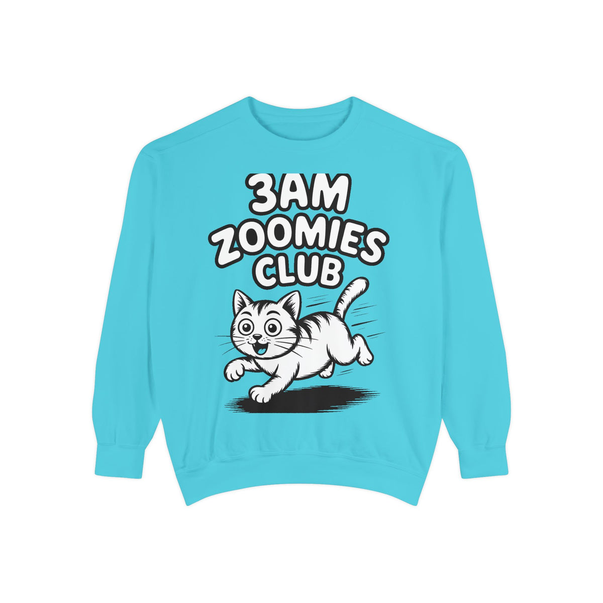 3AM Zoomies Club Sweatshirt, Funny Cat Crewneck, Cute Crazy Cat Lover Gift, Embroidered Patch Style Cat Sweatshirt
