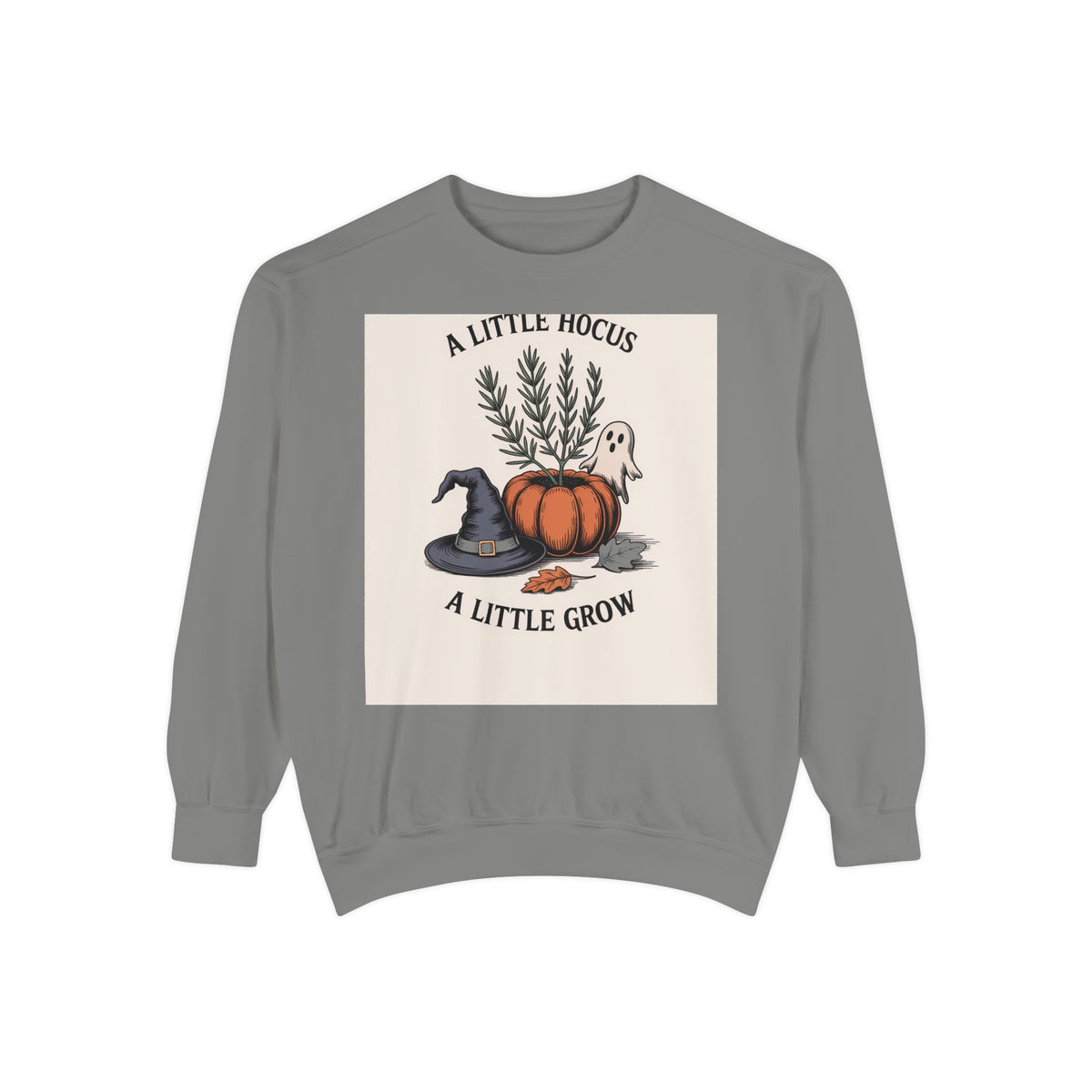 A Little Hocus A Little Grow Sweatshirt, Halloween Pumpkin Planter Crewneck, Witchy Botanical Sweatshirt, Cozy Fall Halloween Shirt
