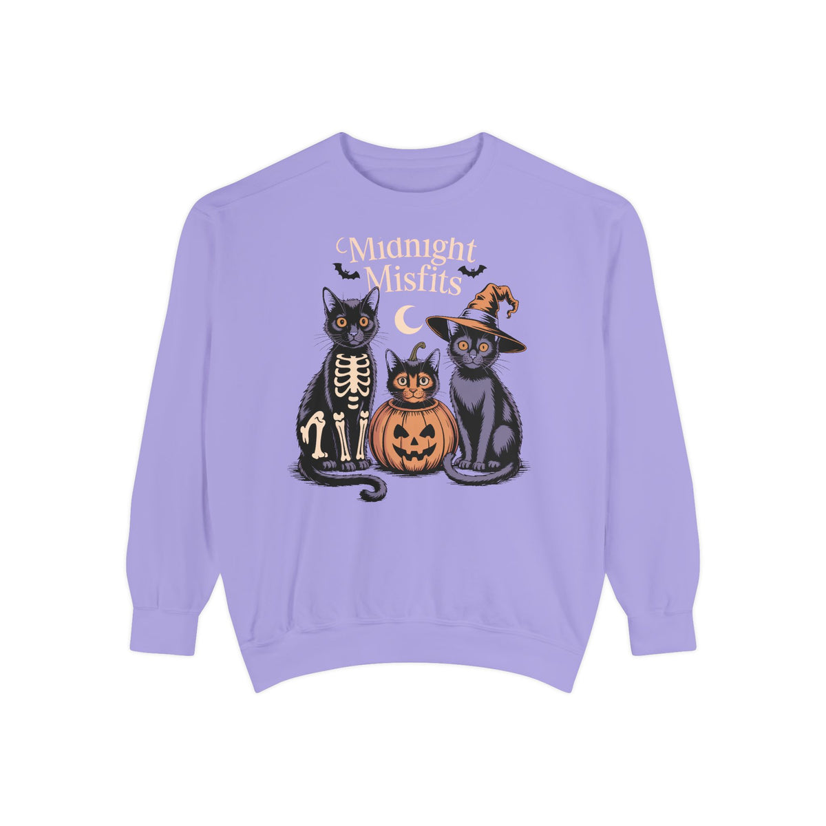 The Midnight Misfits Cats Halloween Sweatshirt, Funny Black Cat Costume Crewneck, Spooky Season Cat Lover Gift
