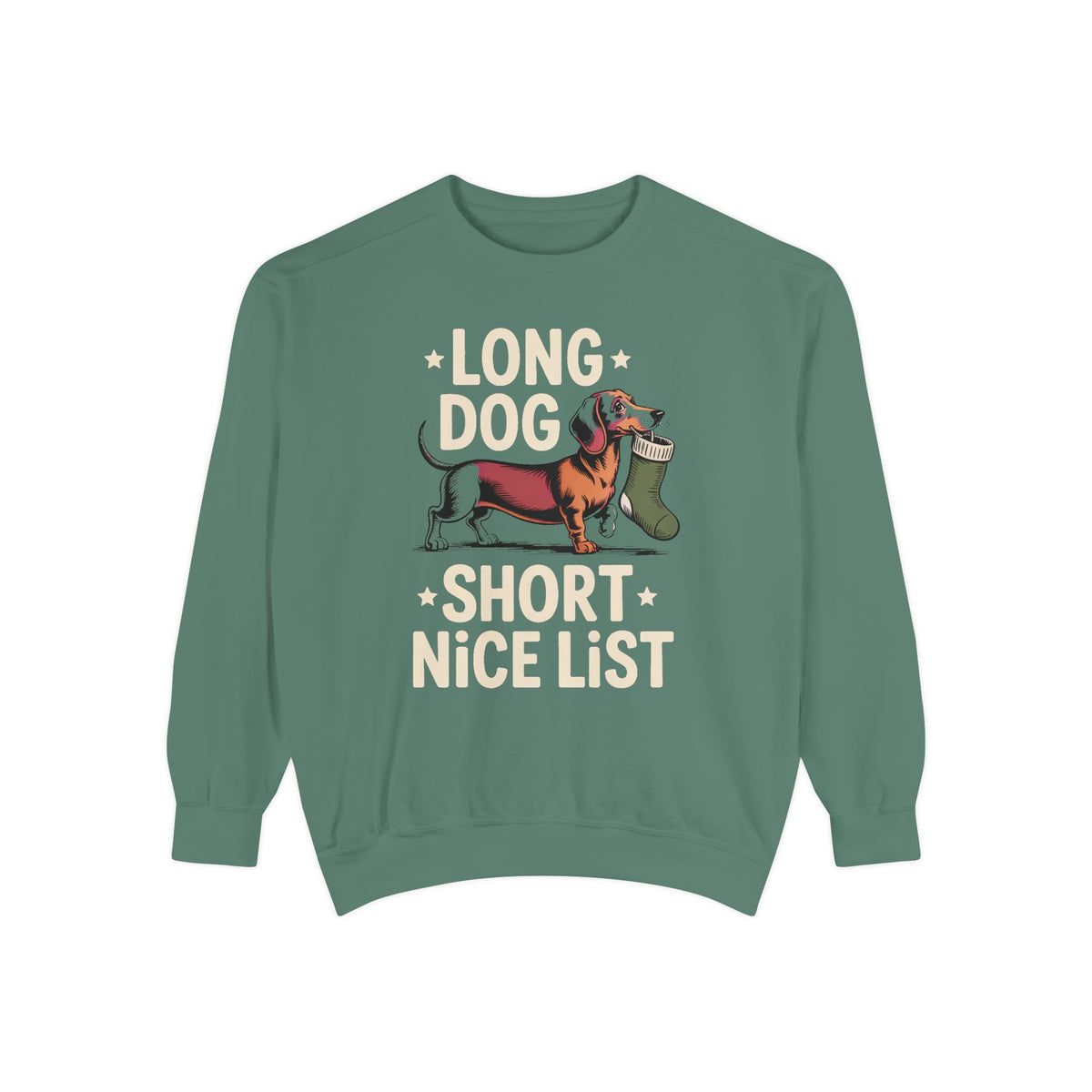 Dachshund Lover Sweatshirt, Funny Christmas Gift For Dog Mom, Long Dog Short Nice List Crewneck, Dachshund Christmas Sweatshirt, Weiner Dog…
