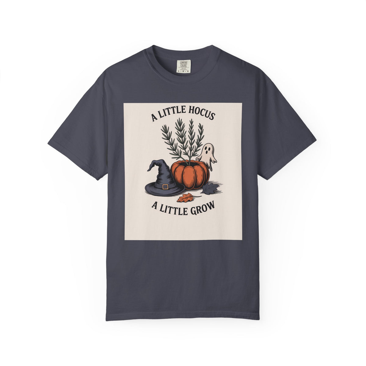 A Little Hocus A Little Grow Shirt, Halloween Botanical T-Shirt, Pumpkin Planter Witch Hat Ghost Tee, Cozy Fall Gift