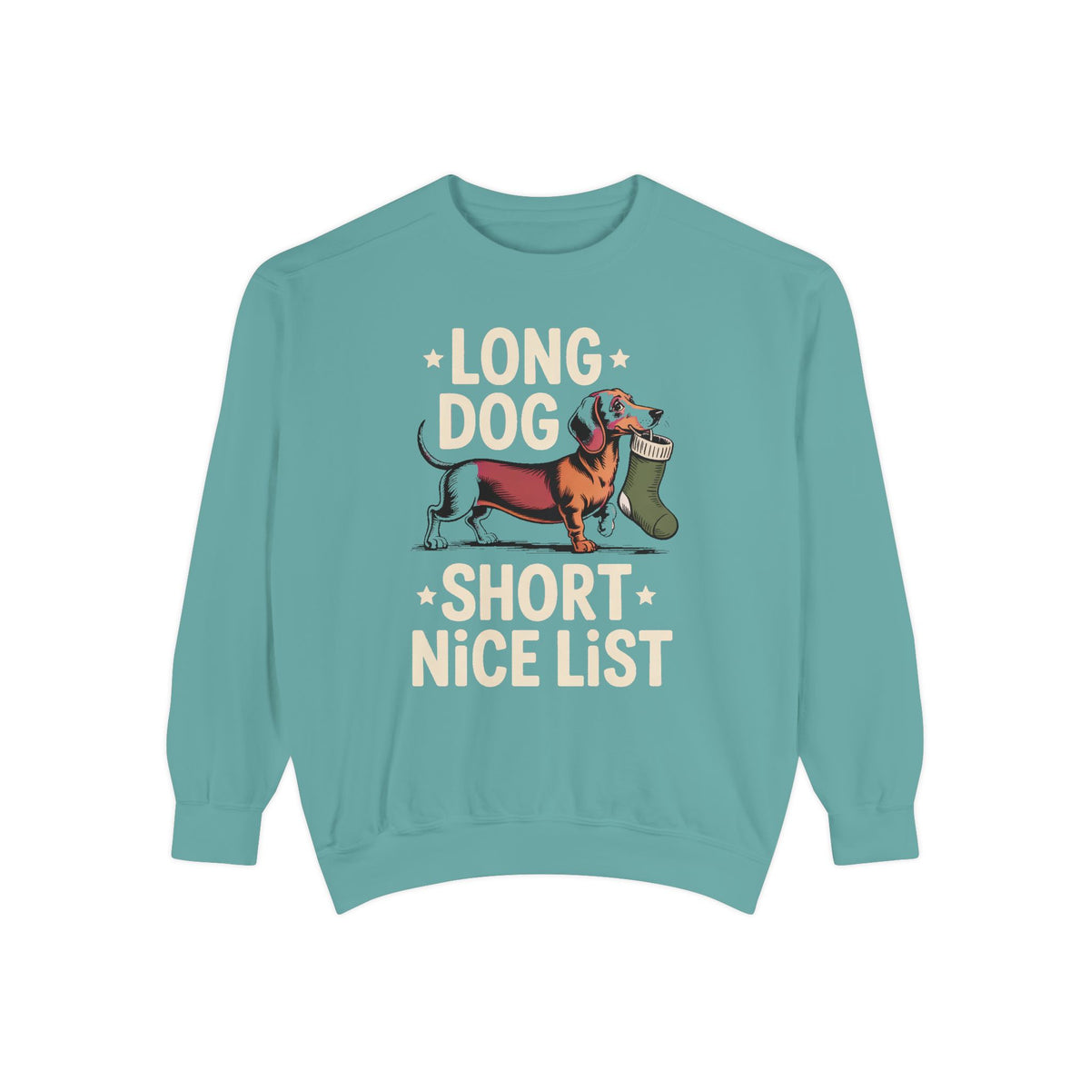 Dachshund Lover Sweatshirt, Funny Christmas Gift For Dog Mom, Long Dog Short Nice List Crewneck, Dachshund Christmas Sweatshirt, Weiner Dog…