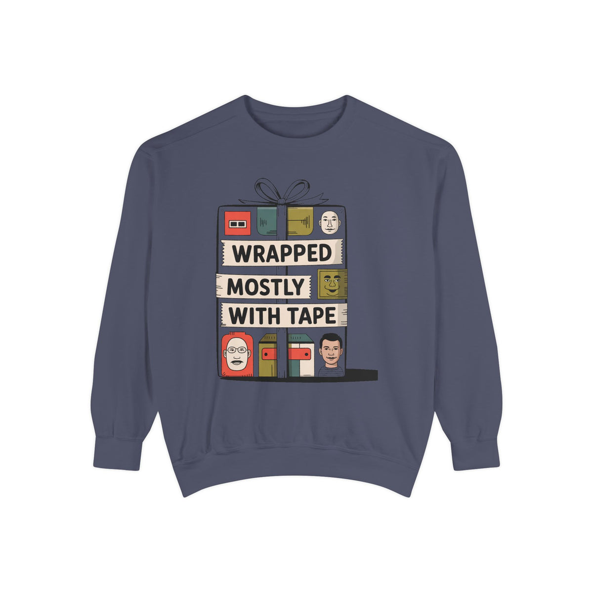 Gift Wrapper Sweatshirt, Wrapped Mostly With Tape Funny Christmas Crewneck, Funny Gift Wrapping Humor Sweater, Holiday Gift For Bad Wrapper