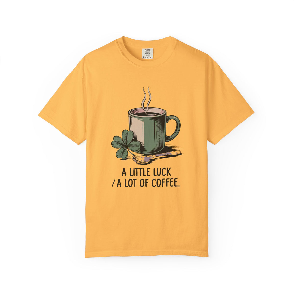 Coffee Lover St Patrick's Day Shirt, A Little Luck A Lot Of Coffee Tee, Funny St Paddy's Day Gift, Shamrock Mug Tee, Lucky Coffee Lover Shi…