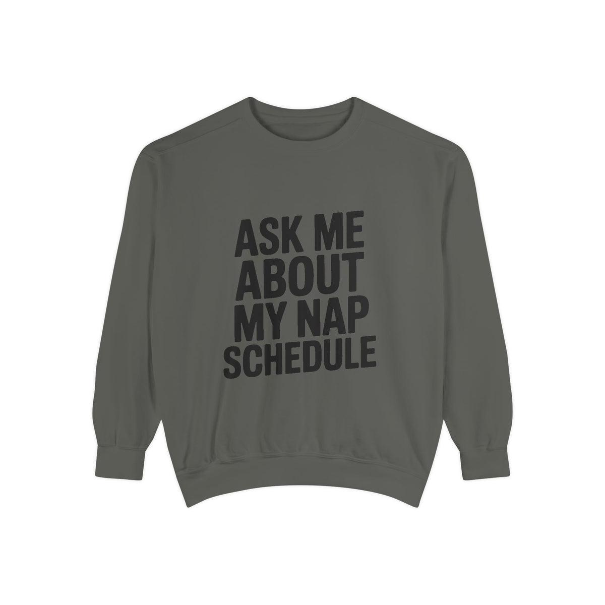 Ask Me About My Nap Schedule Sweatshirt, Funny Embroidered Crewneck, Nap Lover Gift, Cozy Minimalist Sweatshirt for Tired Adults