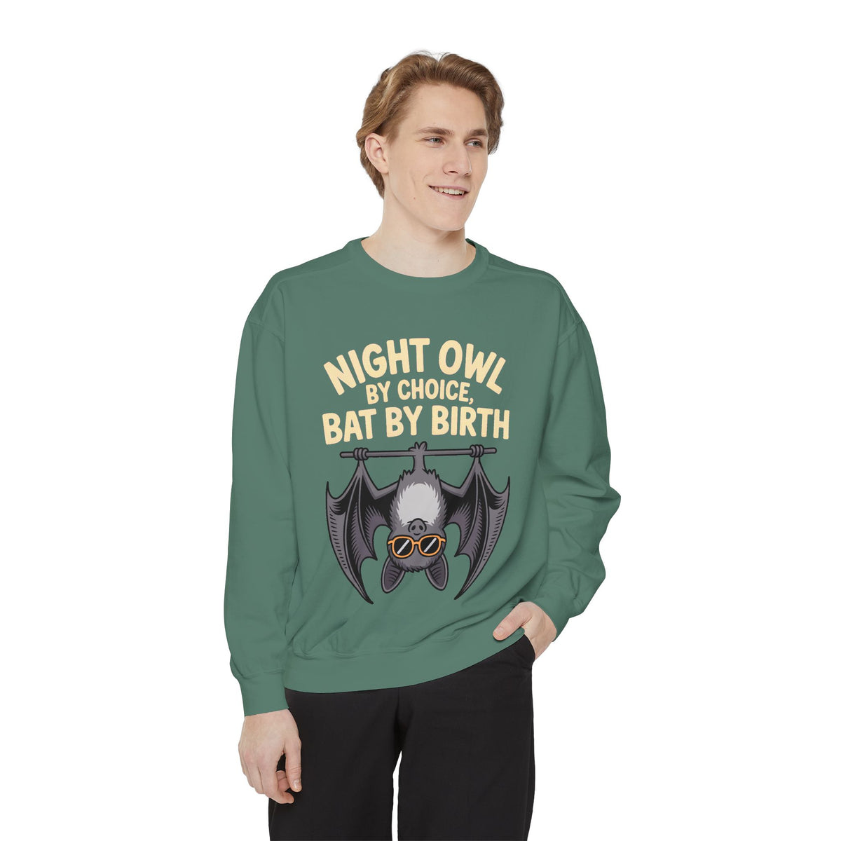 Night Owl By Choice Bat Sweatshirt, Funny Bat Lover Crewneck, Cute Halloween Sweatshirt, Embroidered Patch Style Bat Shirt Gift