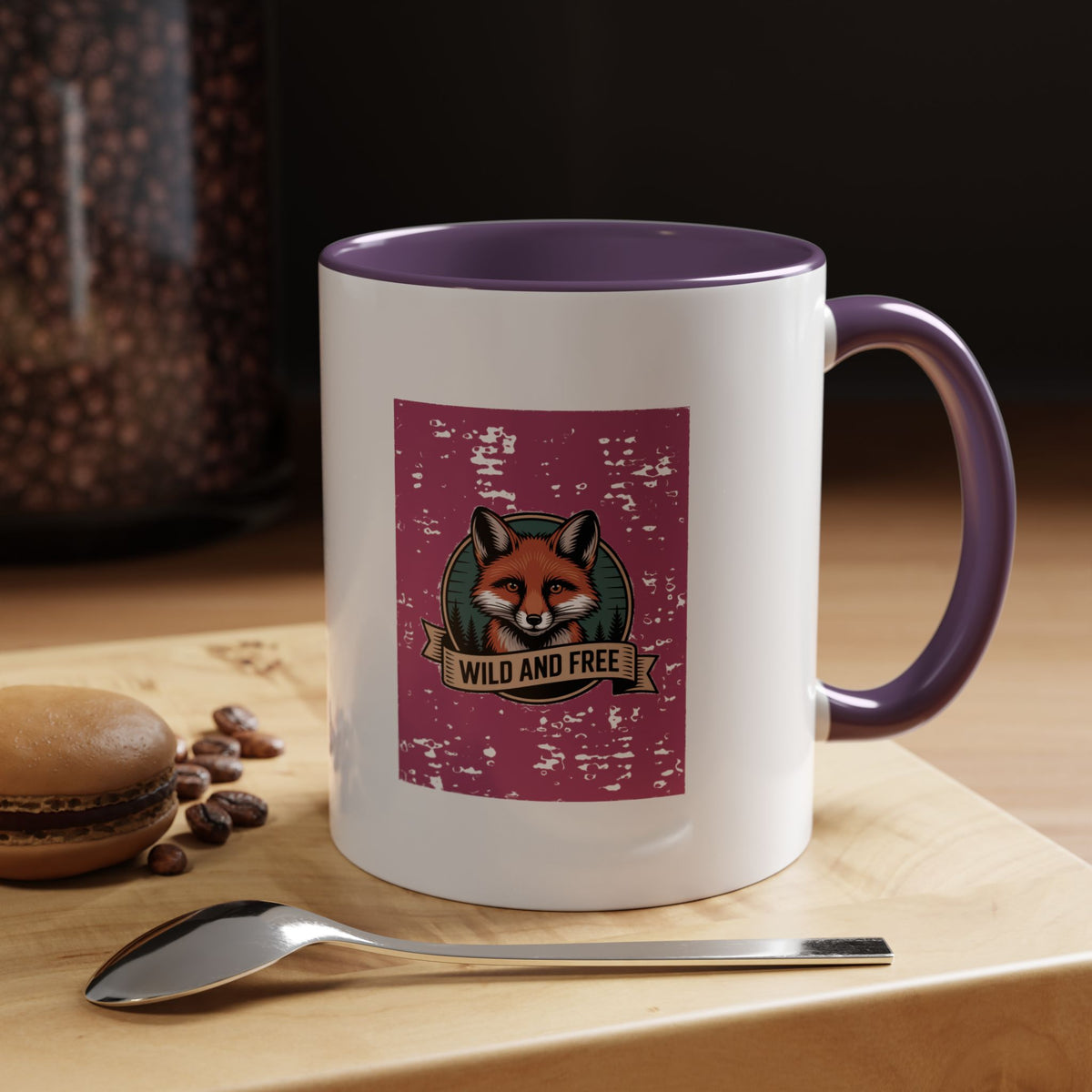 Retro Fox Badge Mug, Vintage Wildlife Patch Coffee Mug, Wild And Free Outdoor Mug, Fox Lover Gift, Camping Nature Ceramic Mug