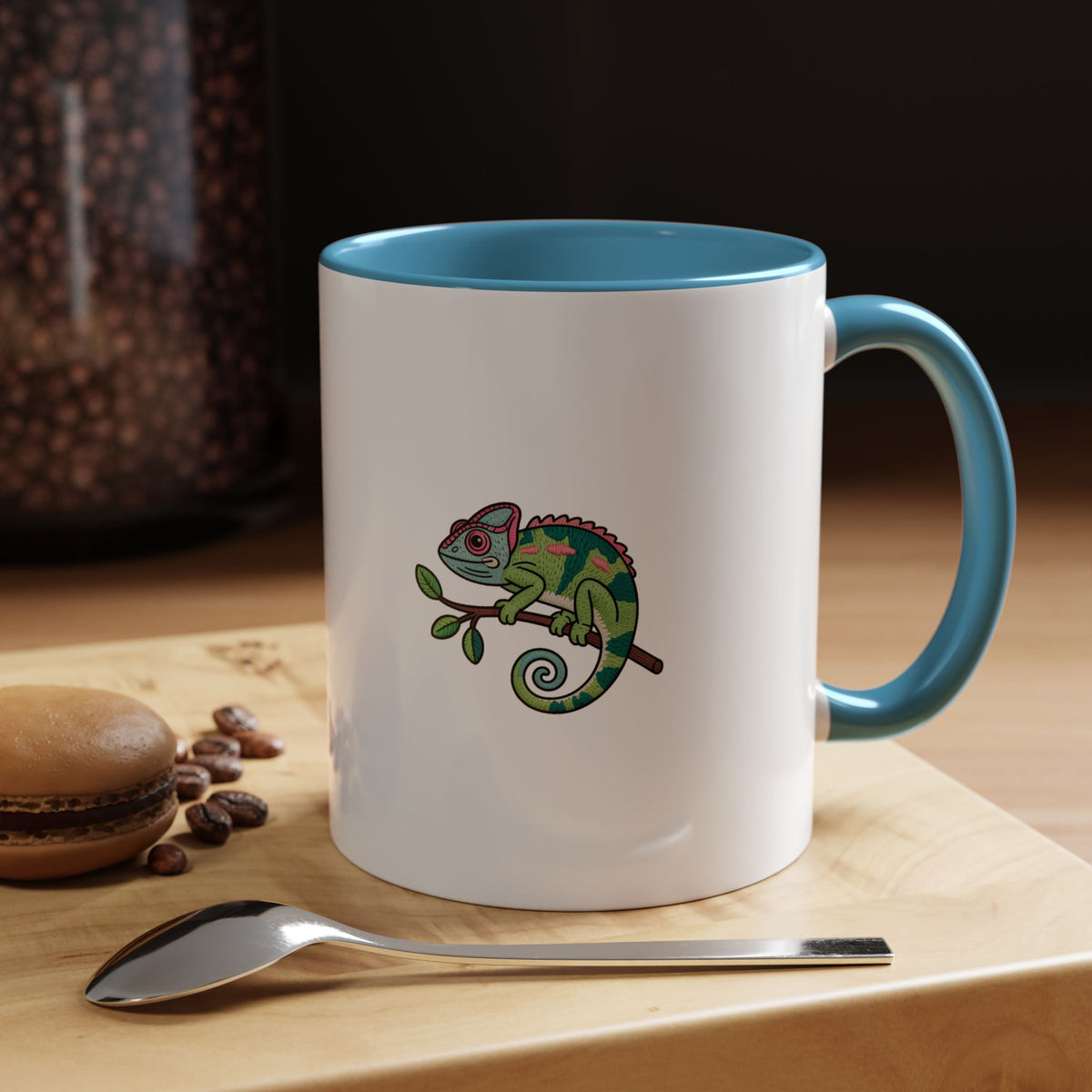 Cute Chameleon Mug, Cartoon Reptile Coffee Cup, Chameleon Lover Gift, Funny Lizard Ceramic Mug