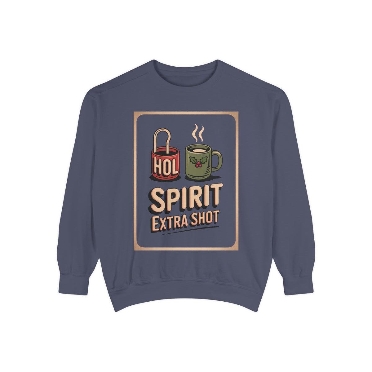 Coffee Lover Christmas Sweatshirt, Holiday Spirit Extra Shot Crewneck, Funny Christmas Coffee Gift, Retro Diner Lettering Sweatshirt, Coffe…