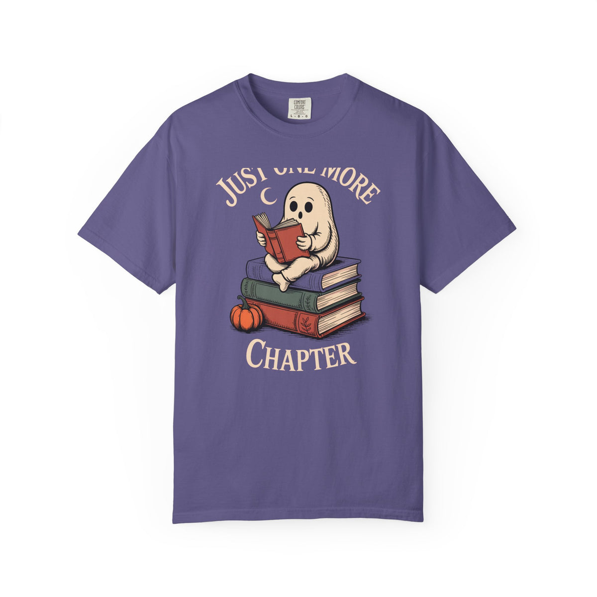 Just One More Chapter Ghost Shirt, Halloween Reading Tee, Bookworm Ghost T-Shirt, Cozy Spooky Season Gift for Book Lovers