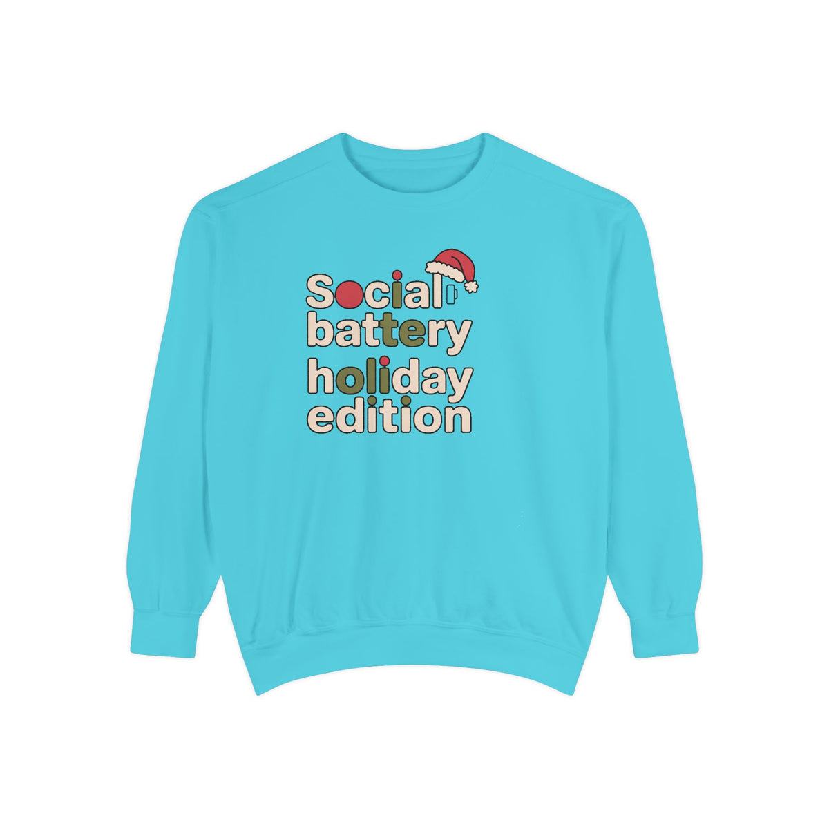 Social Battery Low Sweatshirt, Funny Christmas Gift For Introverts, Socially Tired Holiday Edition Crewneck, Anti Social Xmas Sweater