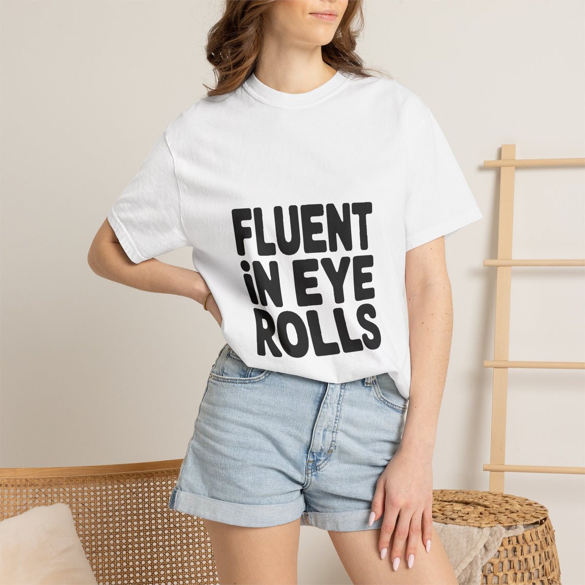Fluent In Eye Rolls Shirt, Funny Sarcastic T-Shirt, Bold Typography Tee, Sassy Teen Gift, Snarky Humor Shirt for Her Him