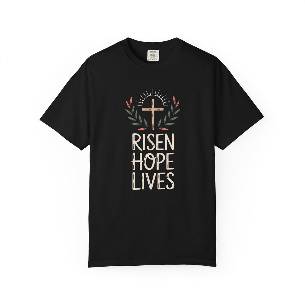 Christian Easter Shirt, Risen Hope Lives Tee, He Is Risen Gift, Religious Easter T-Shirt, Faith Based Easter Gift, Cross Shirt For Easter S…