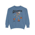 Rolling Into Halloween Skeleton Sweatshirt, Retro Roller Skate Skeleton Crewneck, Funny Halloween Gift, Vintage Spooky Season Sweatshirt