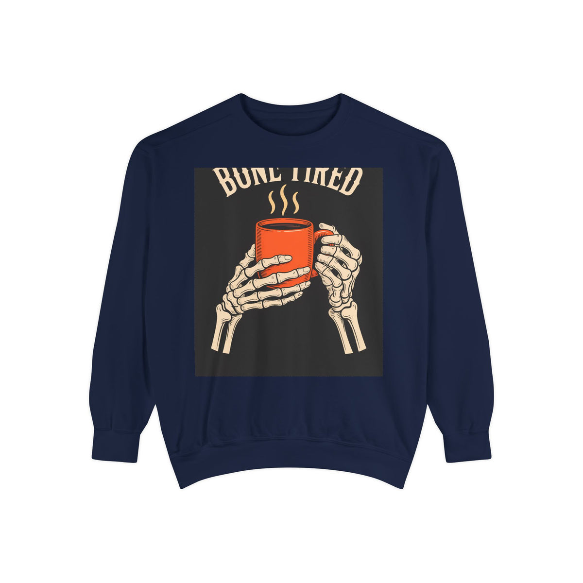 Bone Tired Coffee Skeleton Sweatshirt, Halloween Coffee Lover Crewneck, Funny Skeleton Hands Mug Shirt, Spooky Season Gift