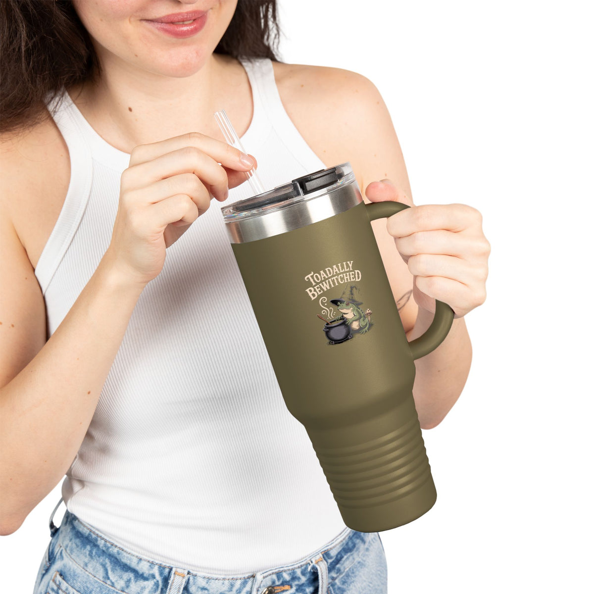 Toadally Bewitched Travel Mug, Halloween Witch Toad Tumbler 40oz, Funny Frog Halloween Gift, Spooky Season Insulated Cup