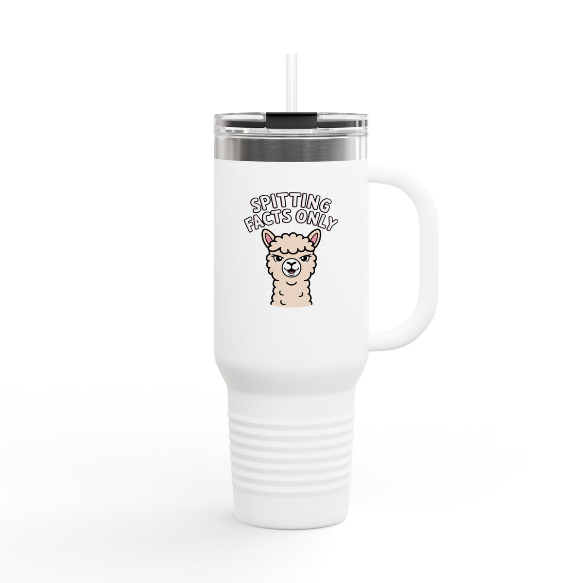 Funny Alpaca Travel Mug, Spitting Facts Only Tumbler, Sassy Alpaca 40oz Insulated Cup, Cute Animal Gift for Her, Funny Coffee Tumbler