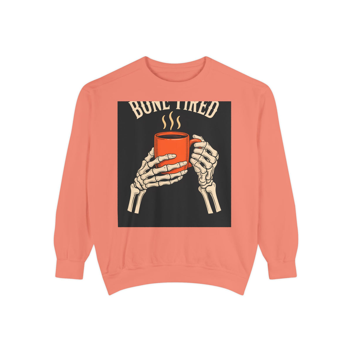 Bone Tired Coffee Skeleton Sweatshirt, Halloween Coffee Lover Crewneck, Funny Skeleton Hands Mug Shirt, Spooky Season Gift