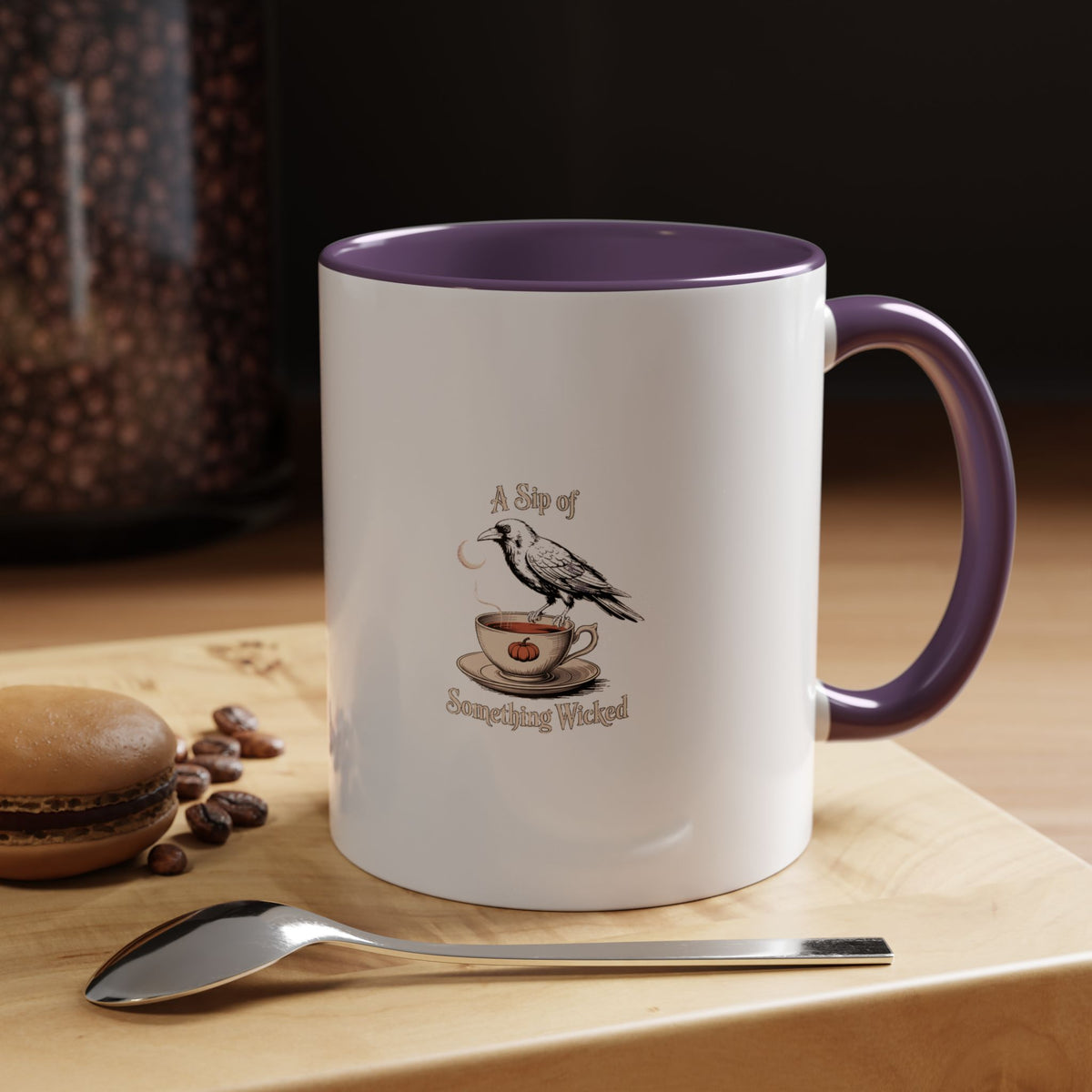 A Sip Of Something Wicked Crow Mug, Halloween Coffee Mug, Gothic Crow Teacup Art, Vintage Victorian Halloween Gift, Spooky Season Mug