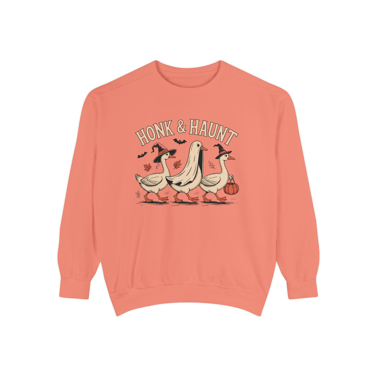 Honk & Haunt Geese Sweatshirt, Funny Halloween Goose Crewneck, Vintage Spooky Season Sweatshirt, Bird Lover Halloween Gift