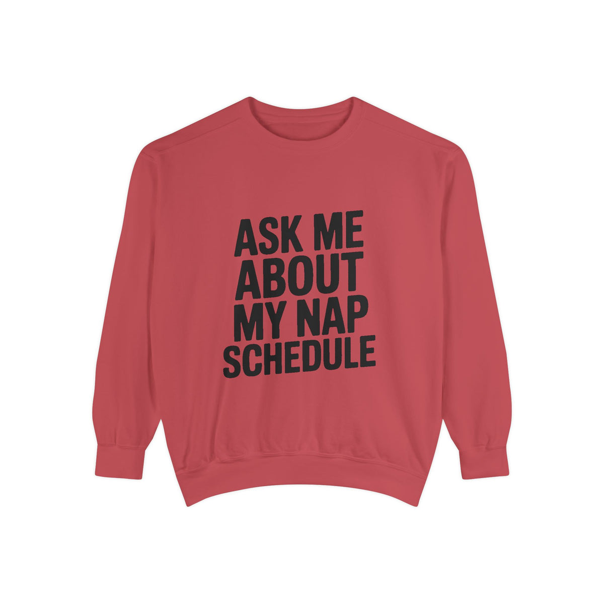 Ask Me About My Nap Schedule Sweatshirt, Funny Embroidered Crewneck, Nap Lover Gift, Cozy Minimalist Sweatshirt for Tired Adults