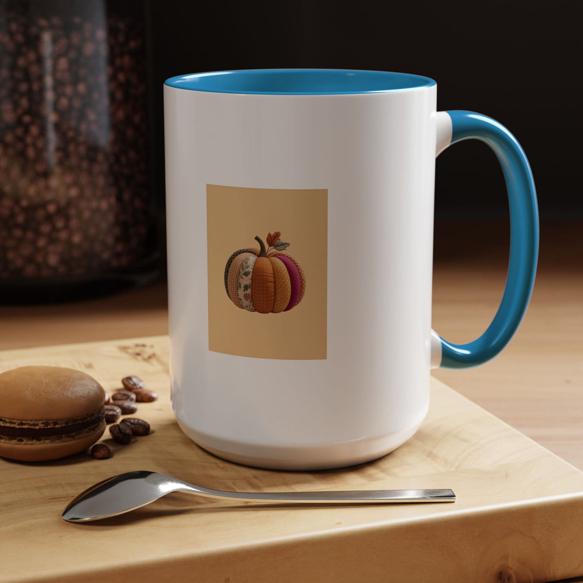 Patchwork Pumpkin Mug, Fall Halloween Coffee Cup, Quilted Pumpkin Ceramic Mug, Cottagecore Autumn Gift, Cozy Halloween Season Mug