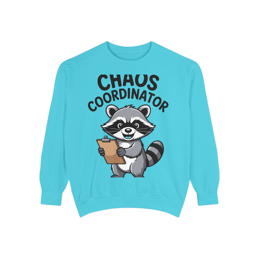 Chaos Coordinator Raccoon Sweatshirt, Funny Raccoon Crewneck, Cute Cartoon Raccoon Gift, Embroidered Patch Style Pullover