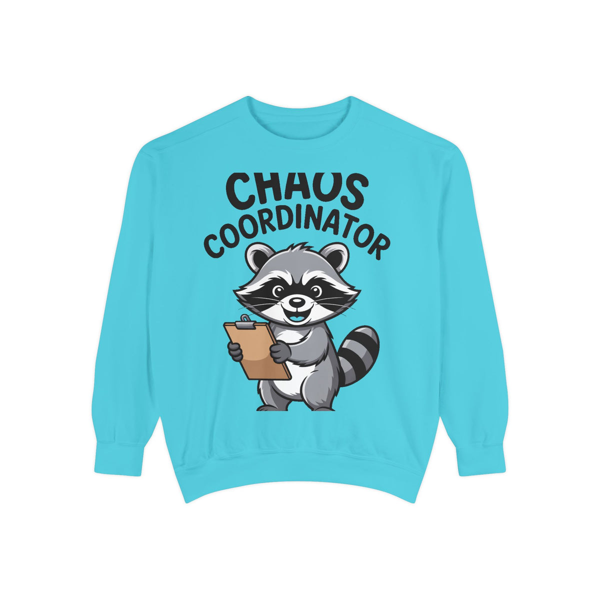 Chaos Coordinator Raccoon Sweatshirt, Funny Raccoon Crewneck, Cute Cartoon Raccoon Gift, Embroidered Patch Style Pullover