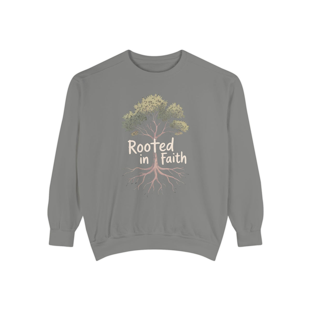 Rooted In Faith Sweatshirt, Christian Minimalist Crewneck, Faith Based Gift, Botanical Cross Tree Sweatshirt, Religious Positive Message Tee