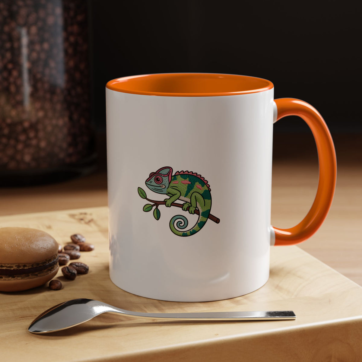 Cute Chameleon Mug, Cartoon Reptile Coffee Cup, Chameleon Lover Gift, Funny Lizard Ceramic Mug