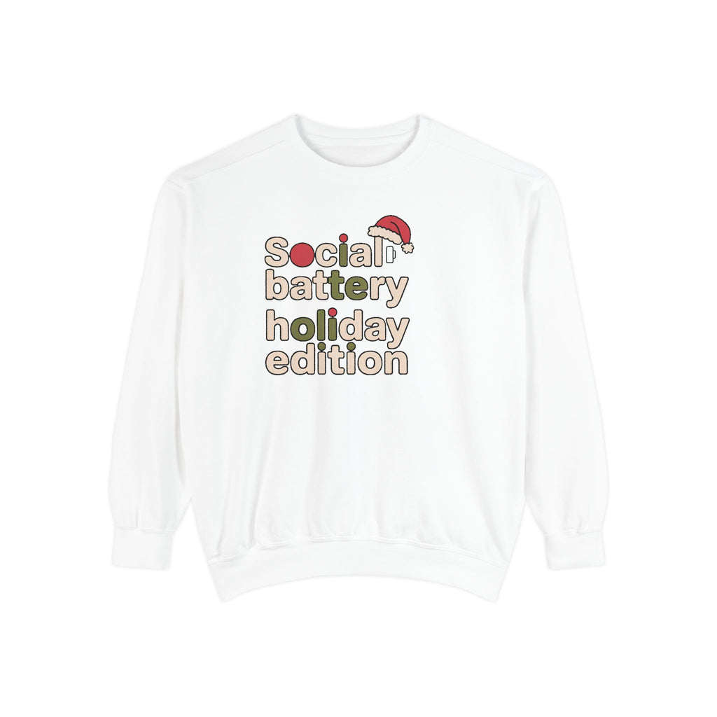 Social Battery Low Sweatshirt, Funny Christmas Gift For Introverts, Socially Tired Holiday Edition Crewneck, Anti Social Xmas Sweater