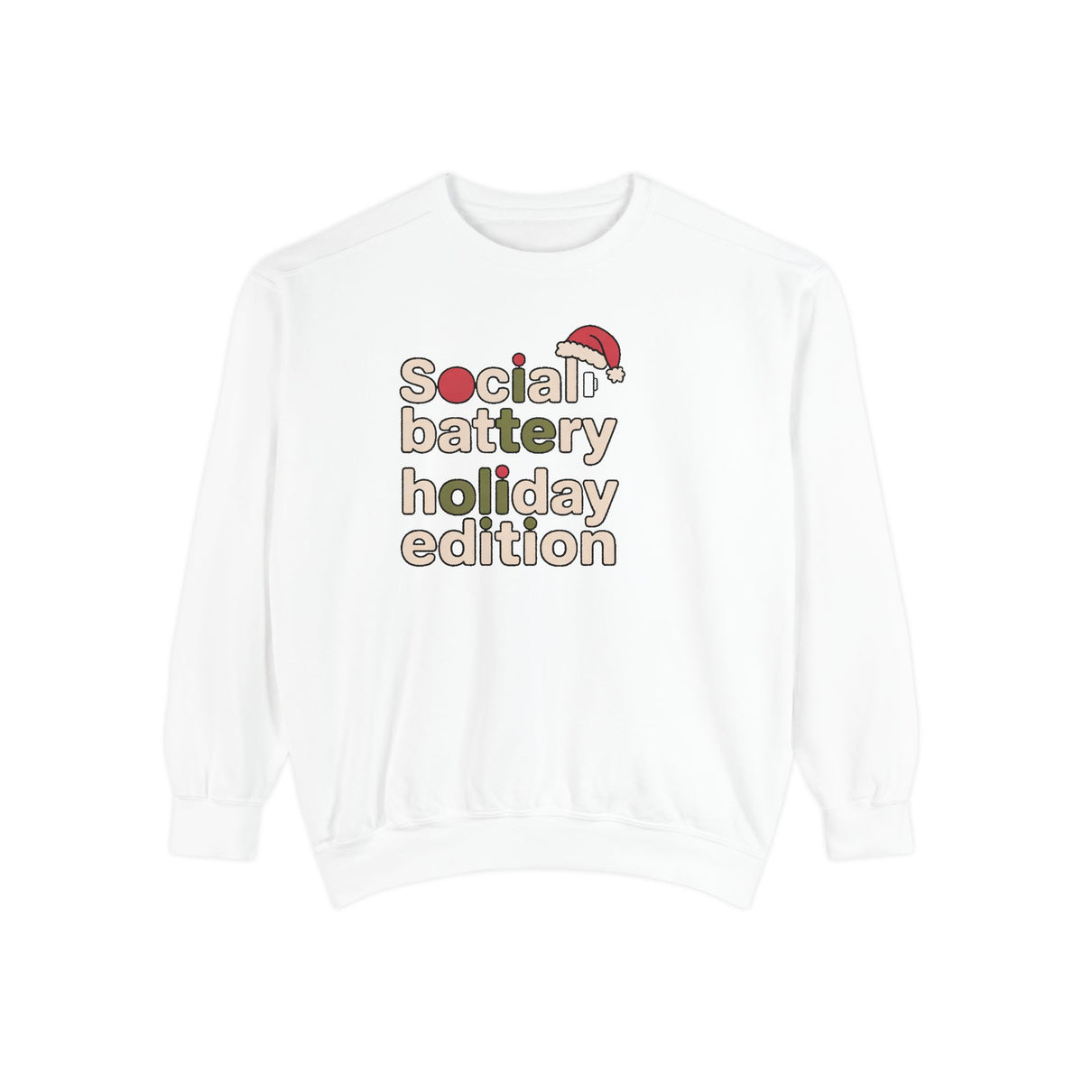 Social Battery Low Sweatshirt, Funny Christmas Gift For Introverts, Socially Tired Holiday Edition Crewneck, Anti Social Xmas Sweater