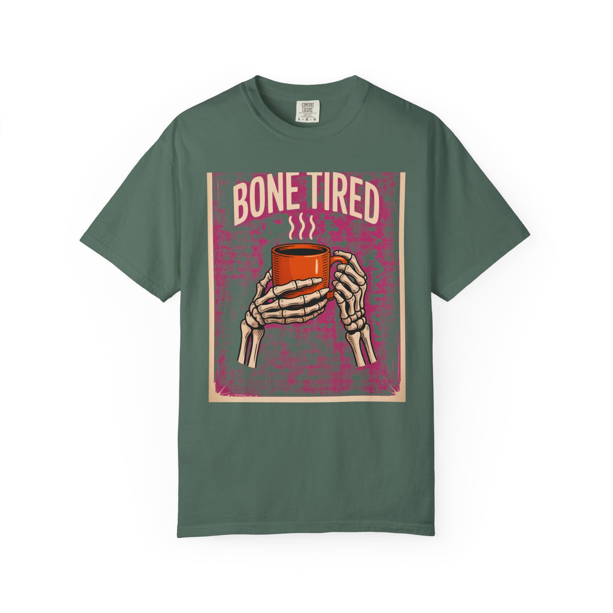Bone Tired Coffee Shirt, Skeleton Hands Coffee Mug Tee, Halloween Shirt, Vintage Spooky Season T-Shirt, Funny Coffee Lover Gift