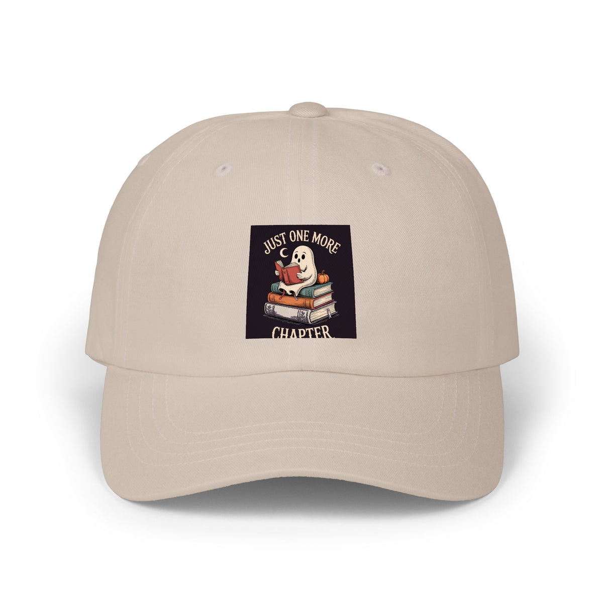 Just One More Chapter Ghost Dad Cap, Halloween Reading Hat, Bookish Ghost Embroidered Cap, Spooky Season Gift for Book Lovers