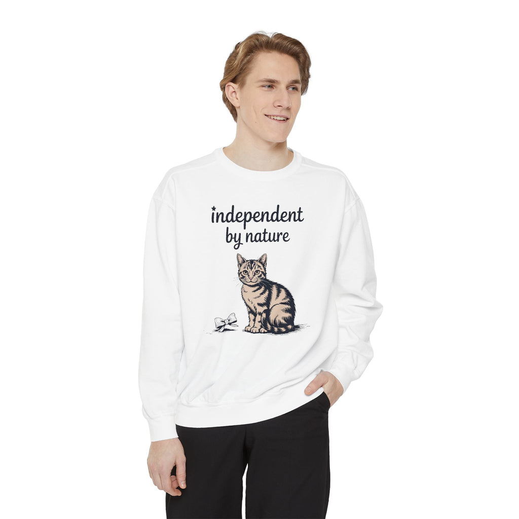 Cat Owner Sweatshirt, Independent By Nature Crewneck, Fourth Of July Cat Lover Gift, Funny Cat Mom Sweatshirt, Patriotic Cat Shirt, 4th Of…