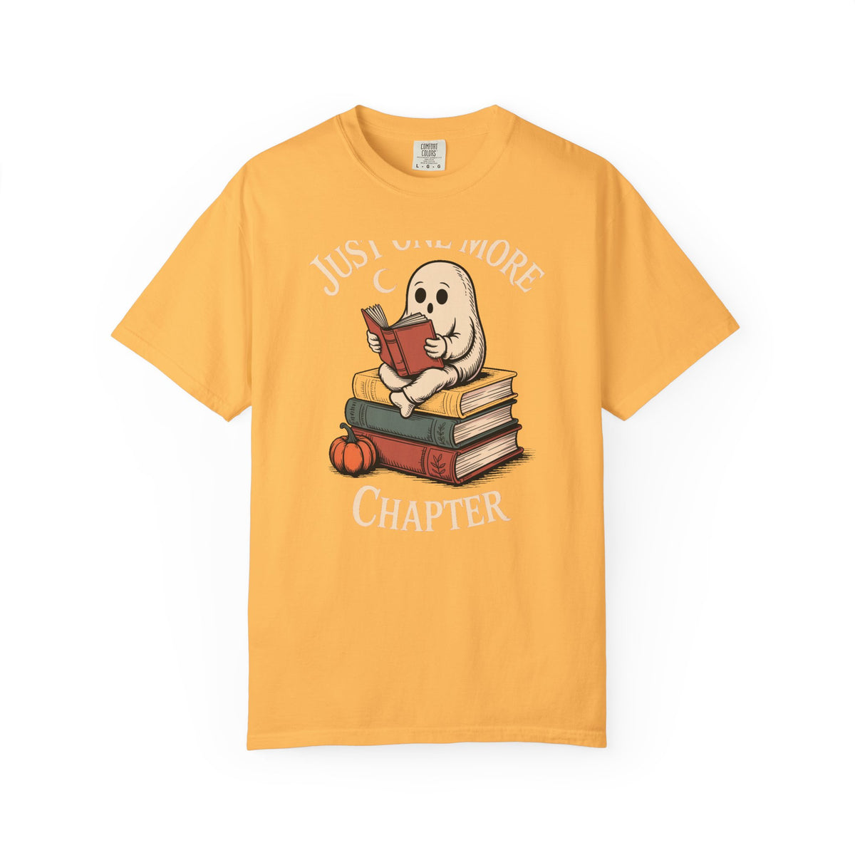 Just One More Chapter Ghost Shirt, Halloween Reading Tee, Bookworm Ghost T-Shirt, Cozy Spooky Season Gift for Book Lovers