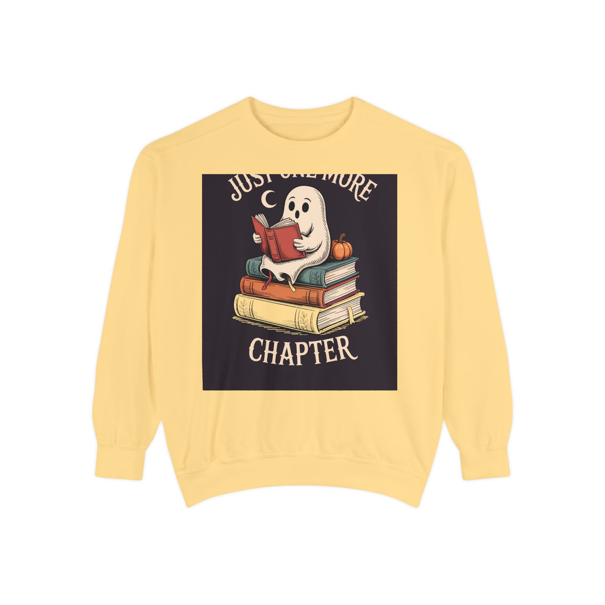 Just One More Chapter Ghost Sweatshirt, Halloween Reading Crewneck, Bookish Ghost Embroidered Sweatshirt, Spooky Season Book Lover Gift