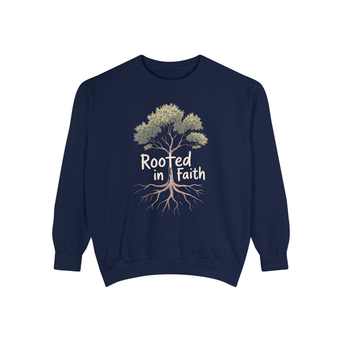 Rooted In Faith Sweatshirt, Christian Minimalist Crewneck, Faith Based Gift, Botanical Cross Tree Sweatshirt, Religious Positive Message Tee