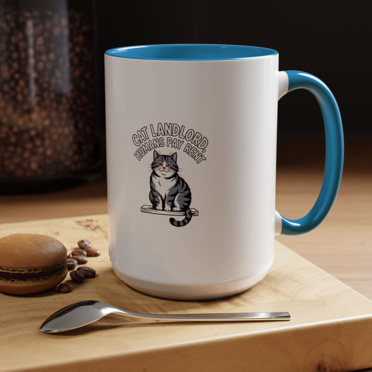 Cat Landlord Mug, Funny Cat Owner Coffee Cup, Humans Pay Rent Mug, Cute Cat Lover Gift, Smug Cat Ceramic Mug