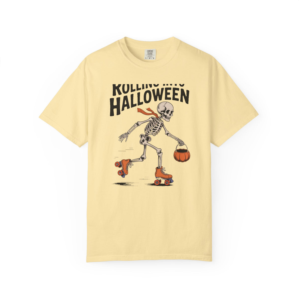 Rolling Into Halloween Skeleton Shirt, Retro Roller Skate Skeleton Tee, Funny Halloween T-Shirt, Vintage Spooky Season Gift