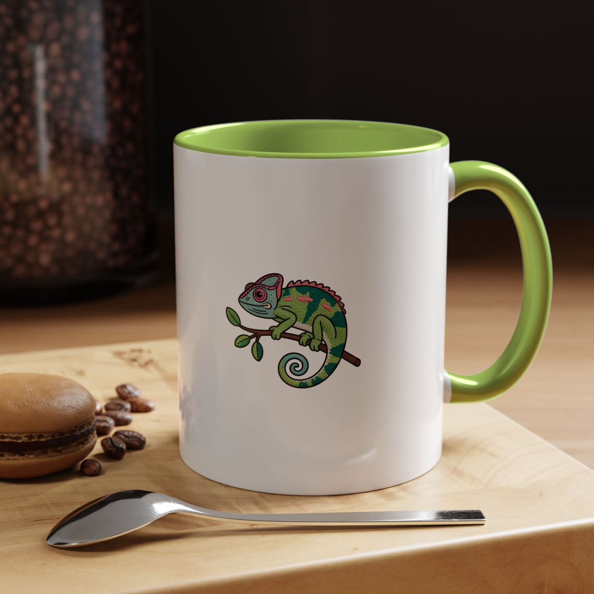 Cute Chameleon Mug, Cartoon Reptile Coffee Cup, Chameleon Lover Gift, Funny Lizard Ceramic Mug