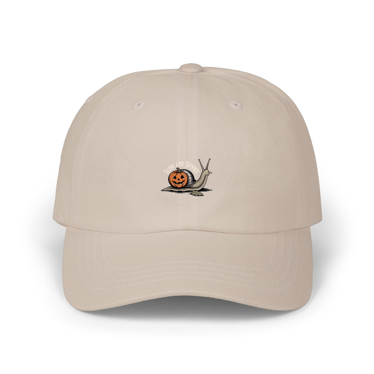 Slow And Spooky Snail Dad Cap, Halloween Snail Hat, Pumpkin Shell Embroidered Cap, Vintage Halloween Hat, Fall Season Gift