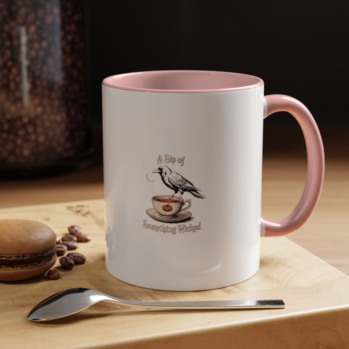 A Sip Of Something Wicked Crow Mug, Halloween Coffee Mug, Gothic Crow Teacup Art, Vintage Victorian Halloween Gift, Spooky Season Mug