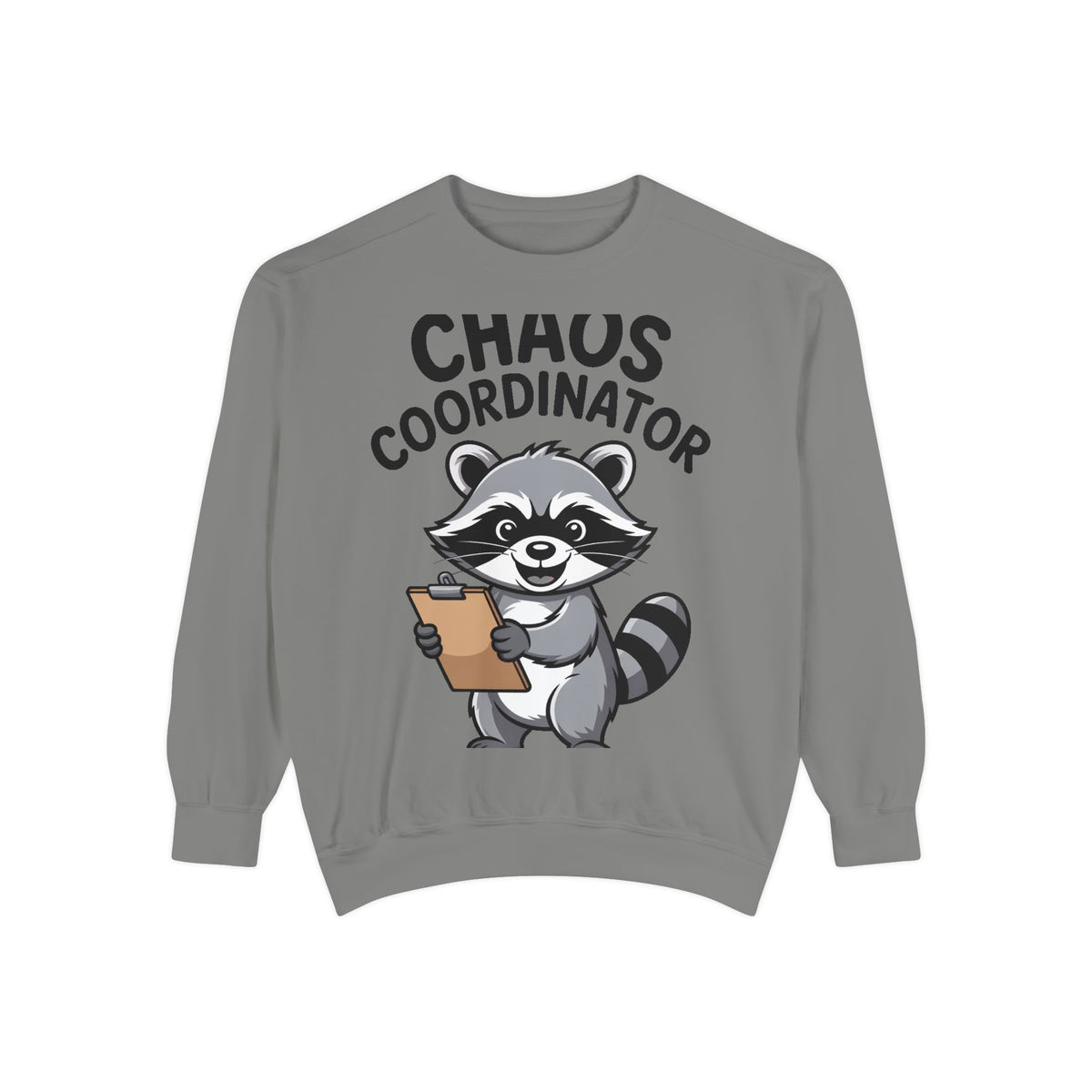 Chaos Coordinator Raccoon Sweatshirt, Funny Raccoon Crewneck, Cute Cartoon Raccoon Gift, Embroidered Patch Style Pullover