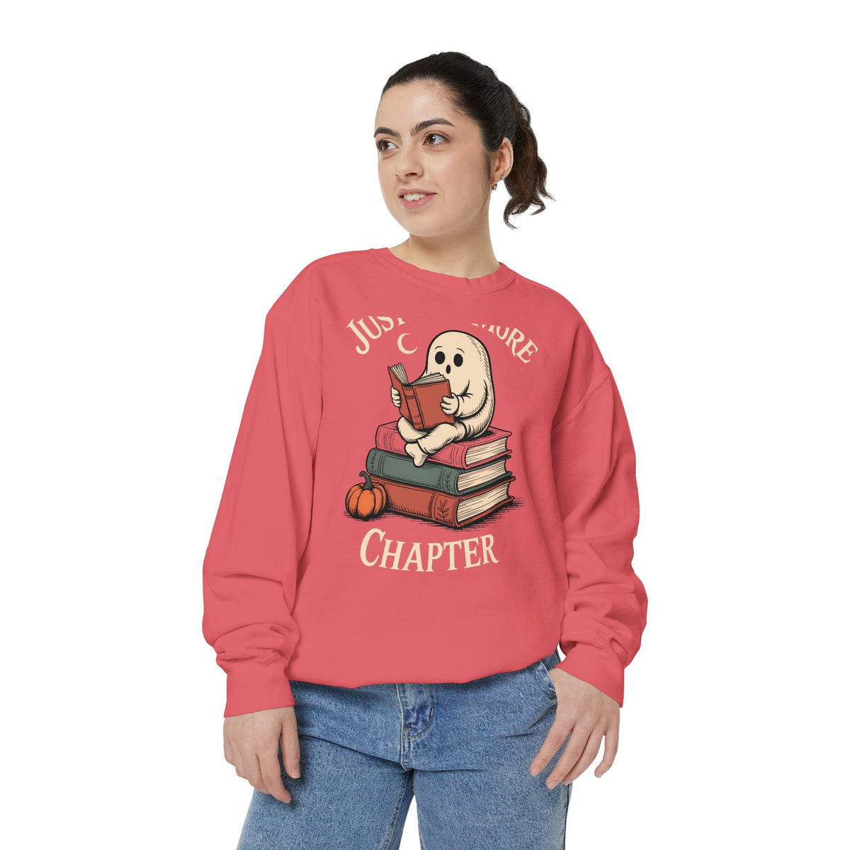 Just One More Chapter Ghost Sweatshirt, Halloween Reading Crewneck, Bookish Ghost Sweatshirt, Cozy Fall Book Lover Gift