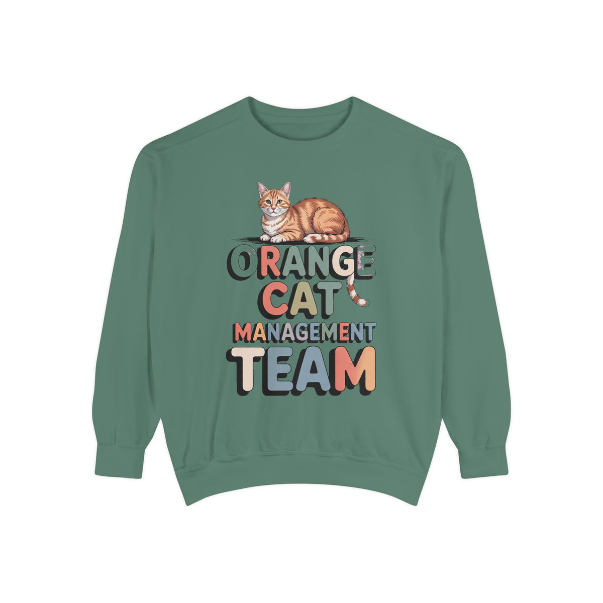 Orange Cat Mom Sweatshirt, Orange Cat Management Team Crewneck, Funny Family Roles Gift, Retro Cat Lover Sweater, Cat Mom Gift, Embroidered…