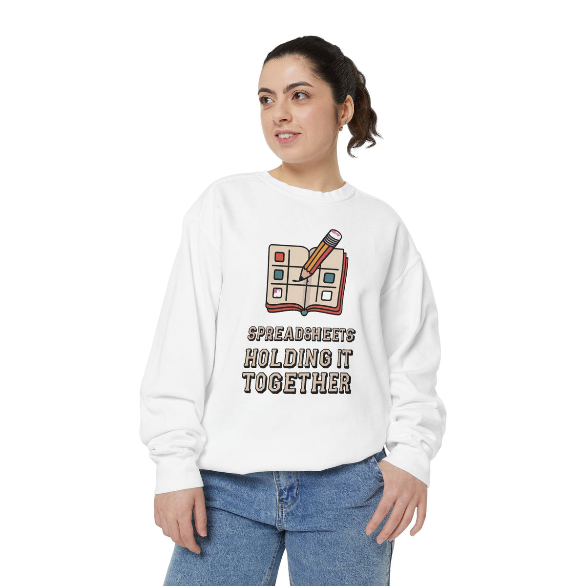Analyst Sweatshirt, Spreadsheets Holding It Together, Funny Office Sarcasm Crewneck, Data Analyst Gift, Finance Nerd Sweater, Sarcastic Cow…